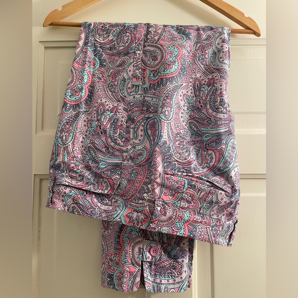 Talbots Perfect Crop Pants in Purple paisley